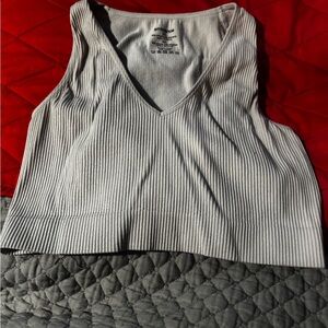 Ambiance white Ribbed Crop Top